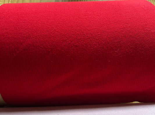 Rundstrikket rib rød